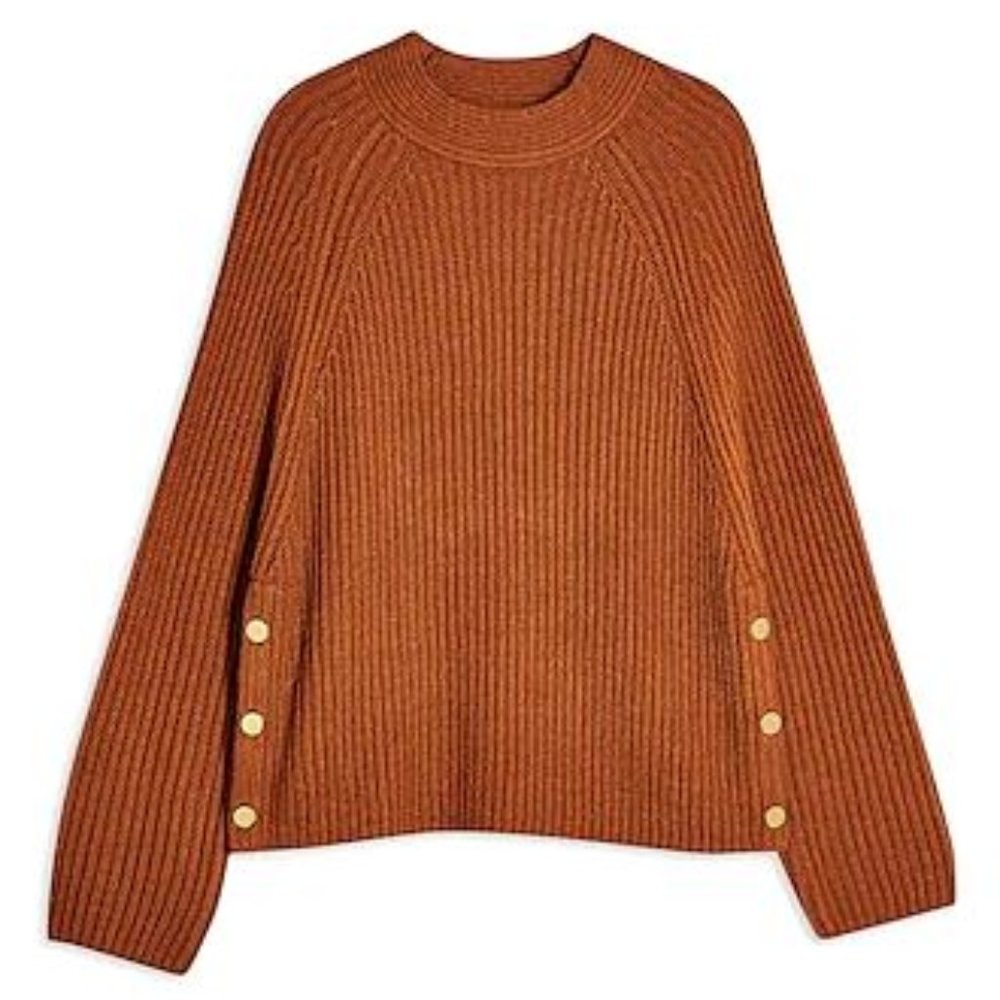 BROWN KNITTED POPPER SIDE JUMPER